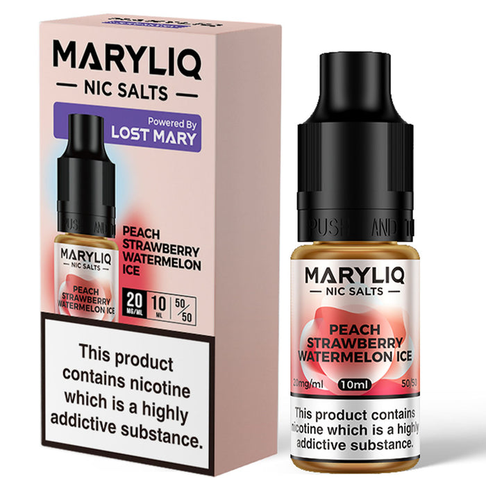 Peach Strawberry Watermelon Ice By Maryliq - Lost Mary Nic Salt E-Liquid 10ml Lost Mary
