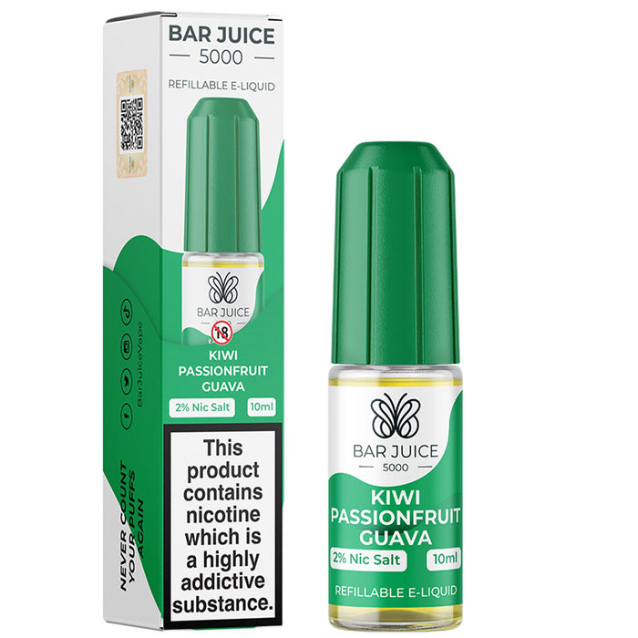 Kiwi Passionfruit Guava Nic Salt E-Liquid by Bar Juice 5000 Bar Juice