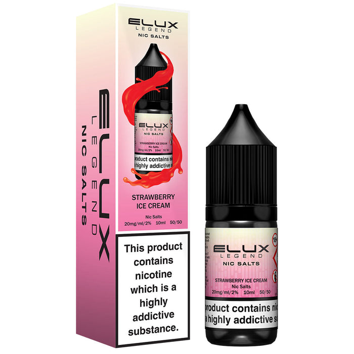 Strawberry Ice Cream By Elux Legend 10ml E Liquid Nic Salt Elux Pro