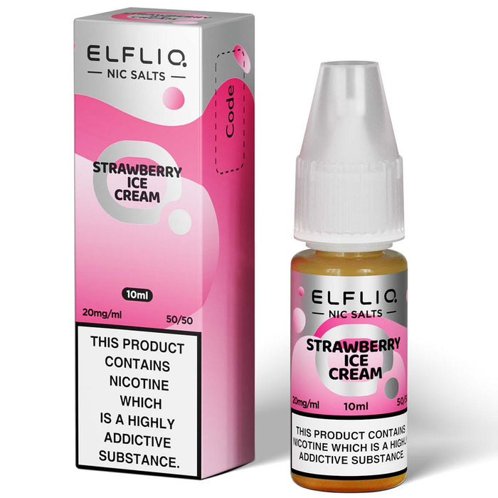 Strawberry Ice Cream By Elf Bar Elfliq 10ml E Liquid Nicotine Salt Elf Bar