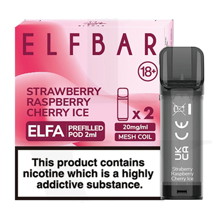 Strawberry Raspberry Cherry Ice Elfbar ELFA Prefilled Pods 2ml Elf Bar