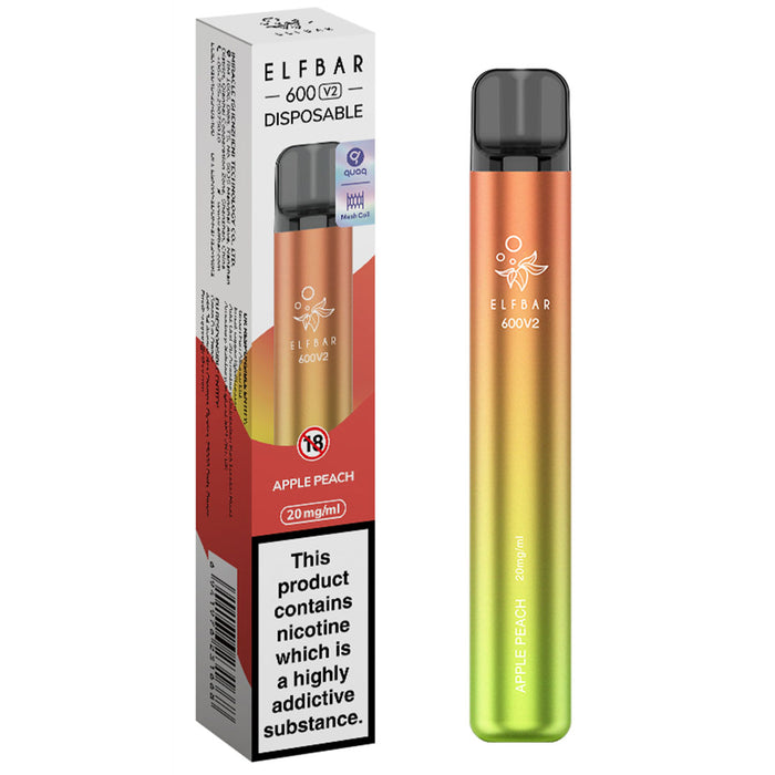 Elf Bar 600 V2 Disposable Vape  Elf Bar Apple Peach  