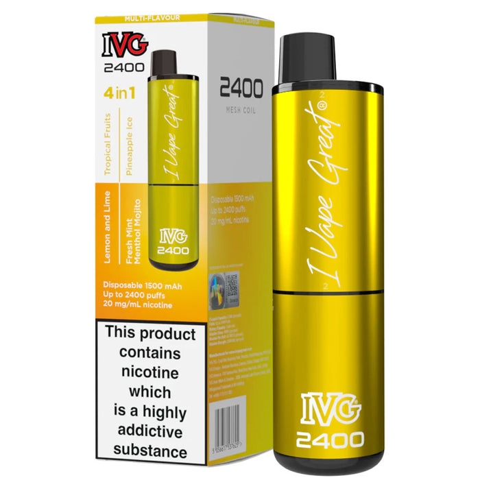 IVG 2400 Disposable Vape Pod Device  I VG Multi Flavour - Yellow Edition  