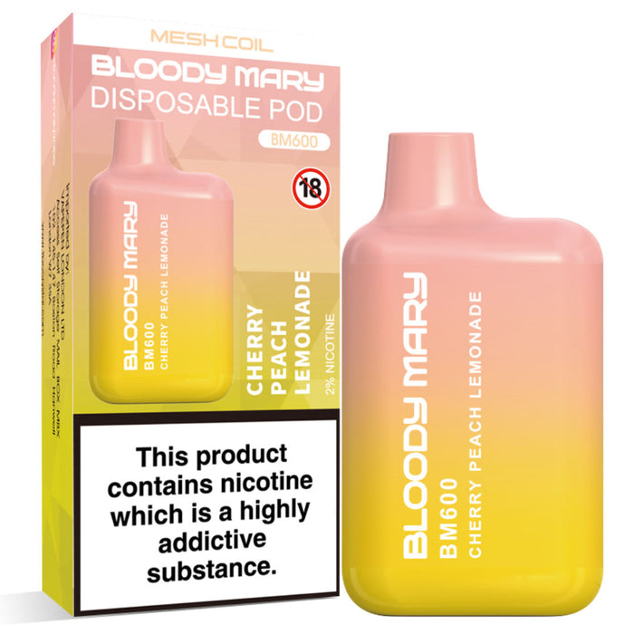 Bloody Mary BM600 Disposable Vape Kit  Bloody Mary Cherry Peach Lemonade  