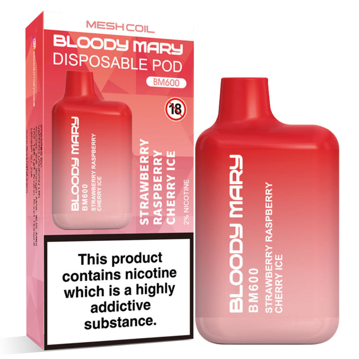 Bloody Mary BM600 Disposable Vape Kit  Bloody Mary Strawberry Cherry Raspberry  