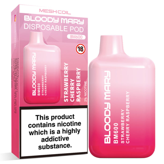 Bloody Mary BM600 Disposable Vape Kit  Bloody Mary Strawberry Raspberry Cherry Ice  
