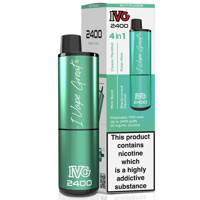 IVG 2400 Disposable Vape Pod Device  I VG Multi Flavour - Menthol Edition  