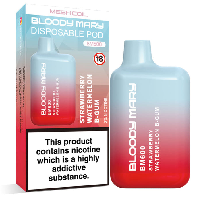 Bloody Mary BM600 Disposable Vape Kit  Bloody Mary Strawberry Watermelon B-Gum  