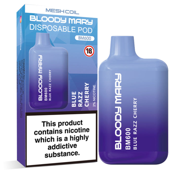 Bloody Mary BM600 Disposable Vape Kit  Bloody Mary Blue Razz Cherry  