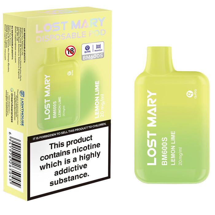 Lost Mary BM600S Disposable Vape  Lost Mary Lemon Lime  