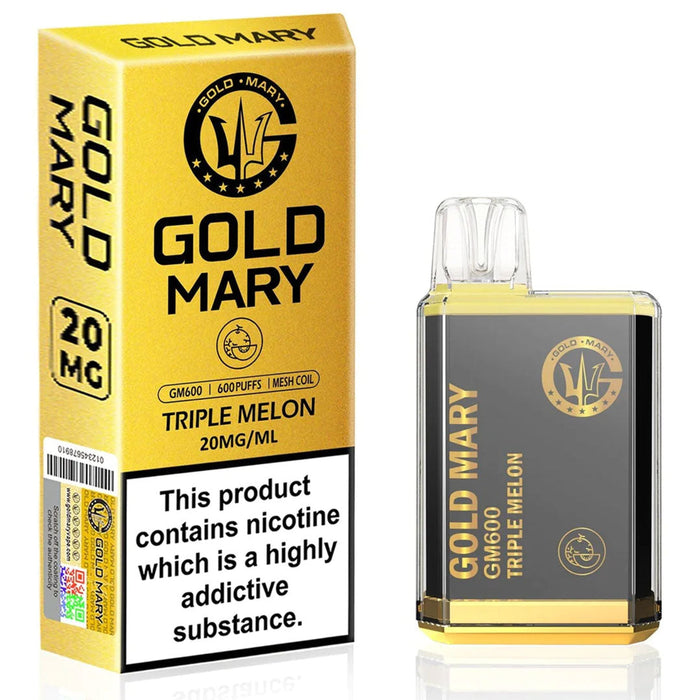 Gold Mary GM600 Disposable Vape 2%  Gold Mary Triple melon  