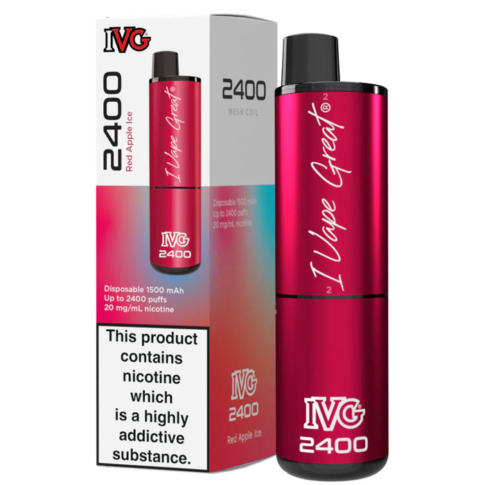 IVG 2400 Disposable Vape Pod Device  I VG Red Apple Ice  