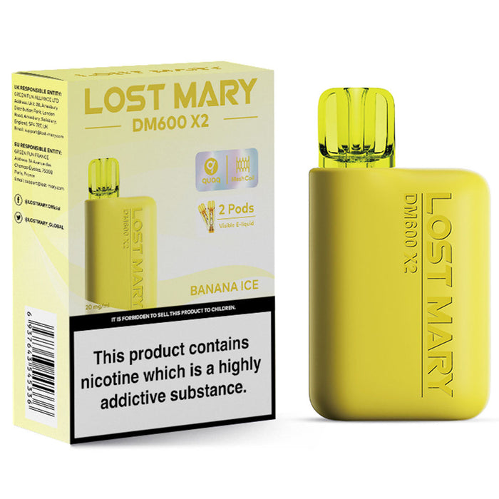 Lost Mary DM600 X2 1200 Disposable Vape  Lost Mary Banana Ice  