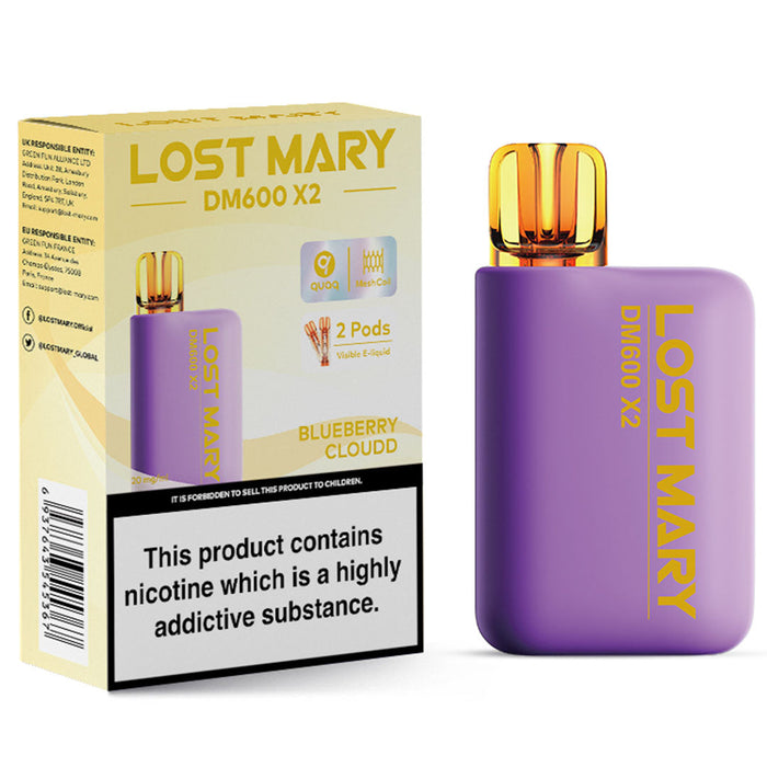 Lost Mary DM600 X2 1200 Disposable Vape  Lost Mary Blueberry Cloudd  