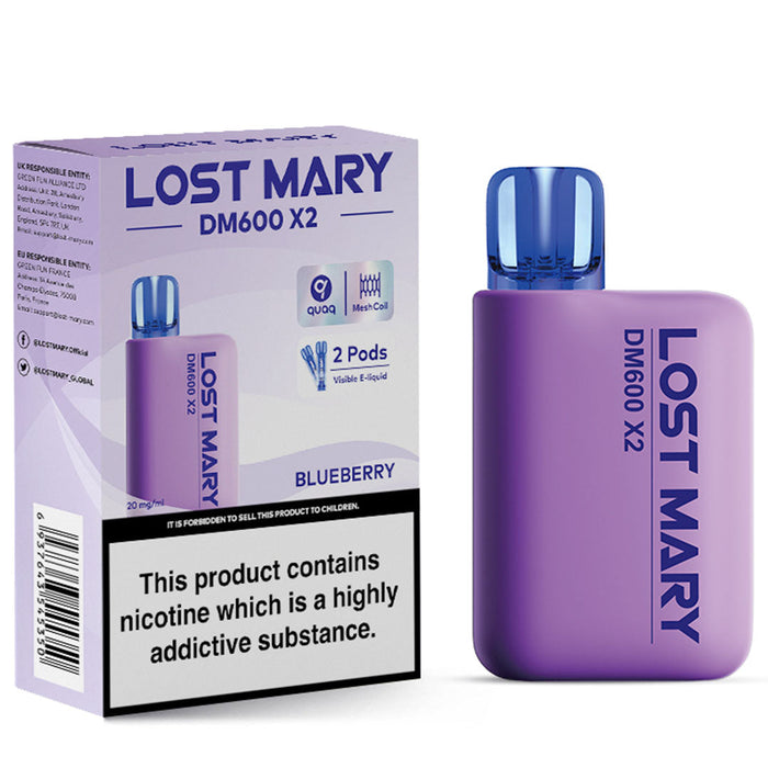 Lost Mary DM600 X2 1200 Disposable Vape  Lost Mary Blueberry  