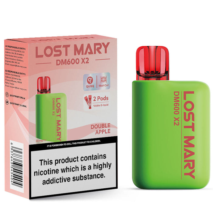 Lost Mary DM600 X2 1200 Disposable Vape  Lost Mary Double Apple  