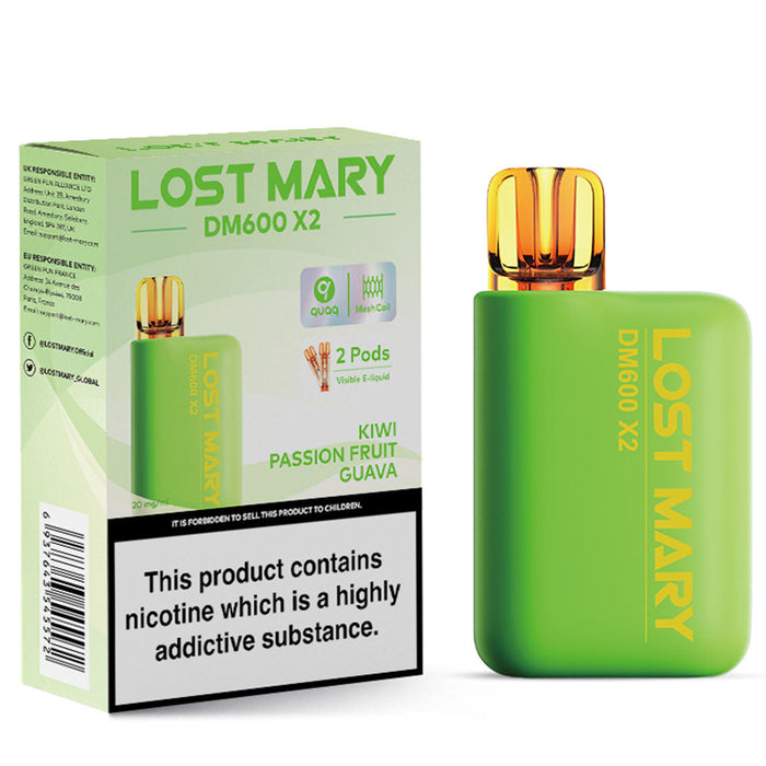 Lost Mary DM600 X2 1200 Disposable Vape  Lost Mary Kiwi Passion Fruit Guava  