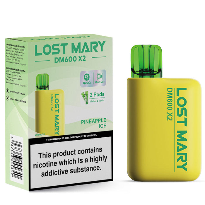 Lost Mary DM600 X2 1200 Disposable Vape  Lost Mary Pineapple Ice  