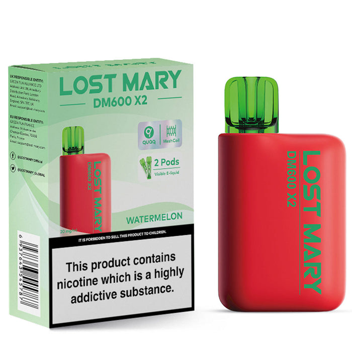 Lost Mary DM600 X2 1200 Disposable Vape  Lost Mary Watermelon  