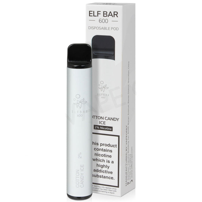 Elf Bar Disposable Pod Device 600 Puffs 1%  Elf Bar 10mg Cotton Candy ice 
