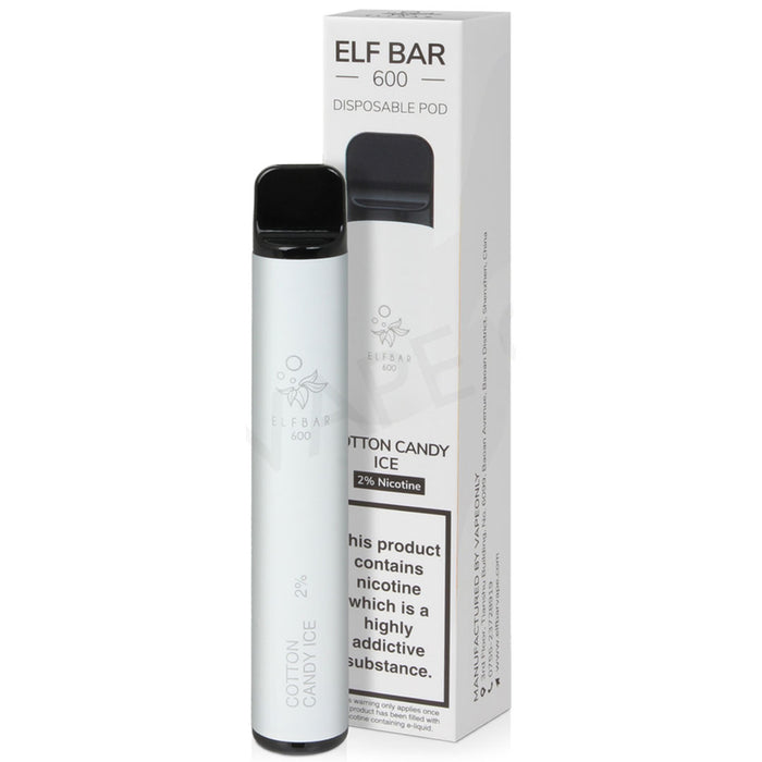 Elf Bar Disposable Pod Device 600 Puffs 2%  Elf Bar 20mg Cotton Candy ice 