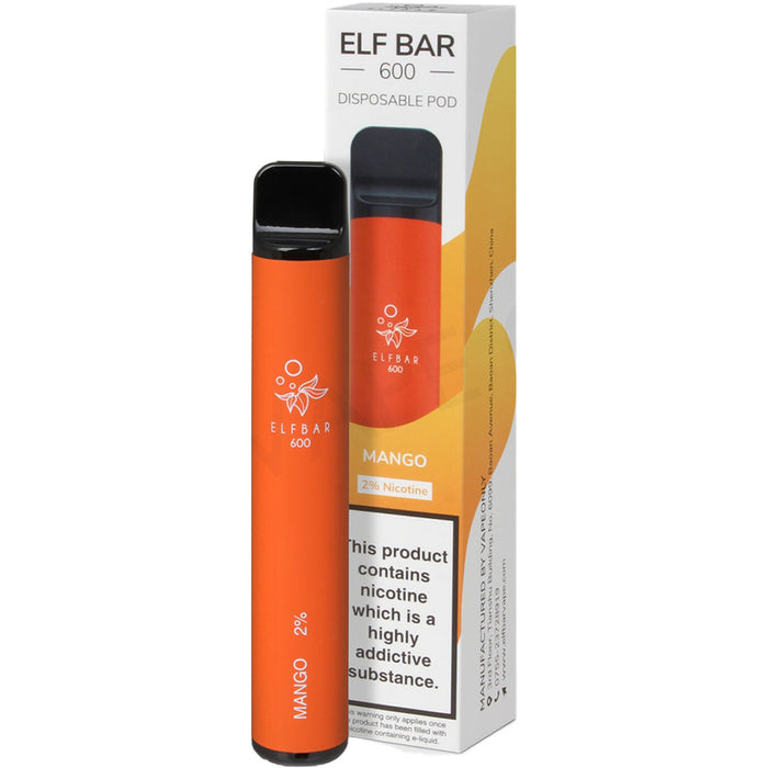 Elf Bar Disposable Pod Device 600 Puffs 1%  Elf Bar 10mg Mango 