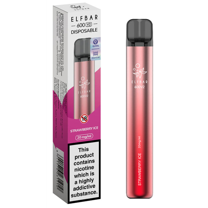 Elf Bar 600 V2 Disposable Vape  Elf Bar Strawberry Ice  