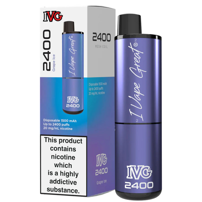 IVG 2400 Disposable Vape Pod Device  I VG Grape Ice  