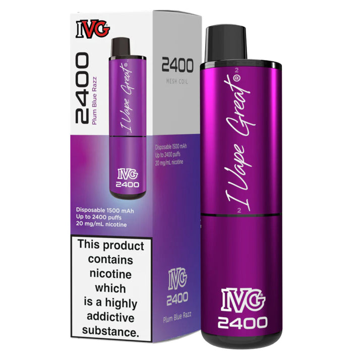 IVG 2400 Disposable Vape Pod Device  I VG Plum Blue Razz  