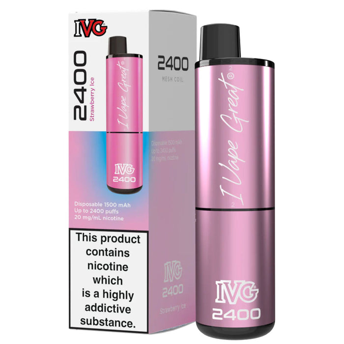 IVG 2400 Disposable Vape Pod Device  I VG Strawberry Ice  