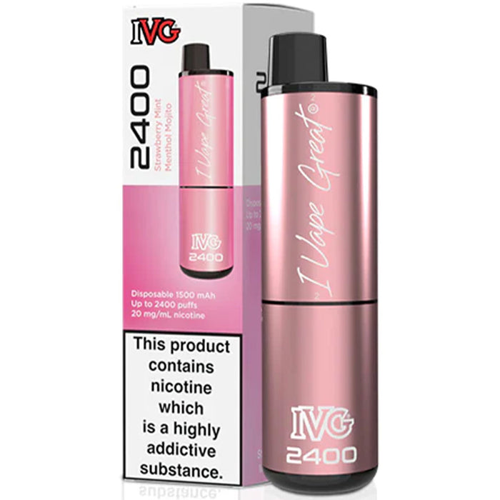 IVG 2400 Disposable Vape Pod Device  I VG Strawberry Mint Menthol Mojito  