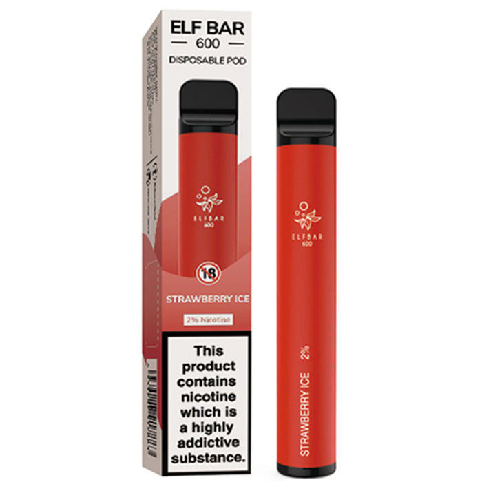 Elf Bar Disposable Pod Device 600 Puffs 2%  Elf Bar 20mg Strawberry Ice 